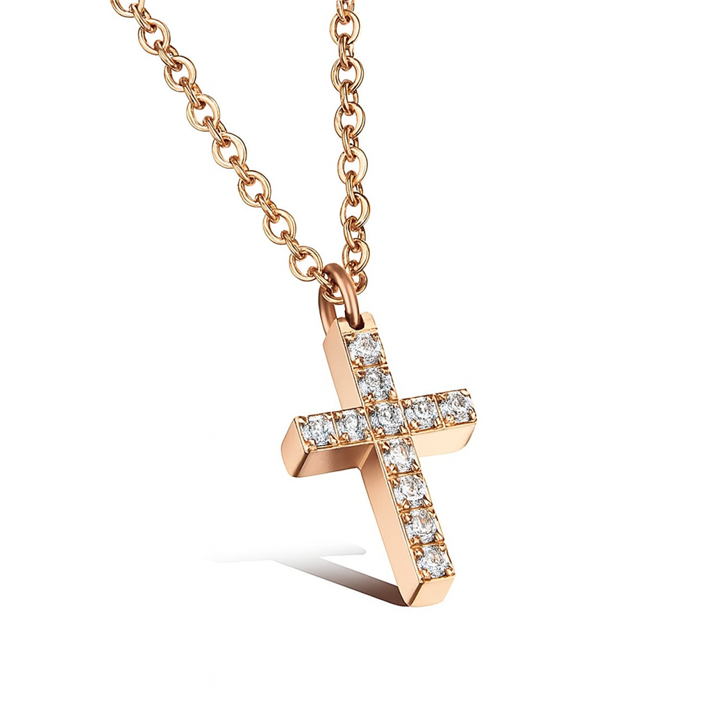 Women Cross Pendant Stainless Steel Necklace