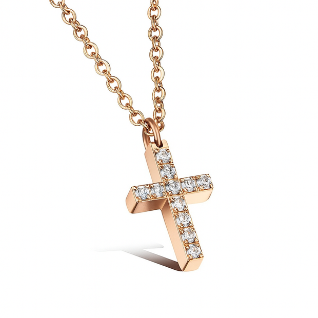 Women Cross Pendant Stainless Steel Necklace