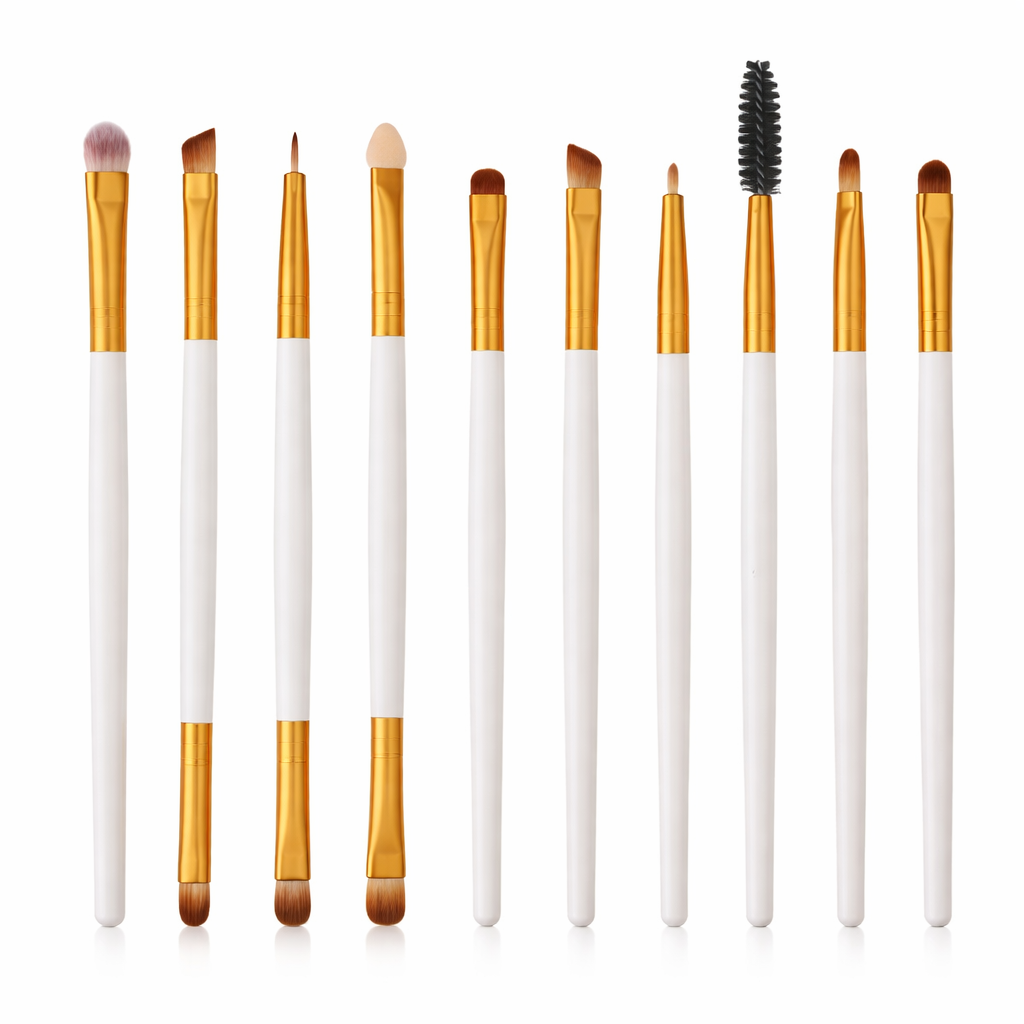 10 Pcs/Set White Gold Makeup Brushes