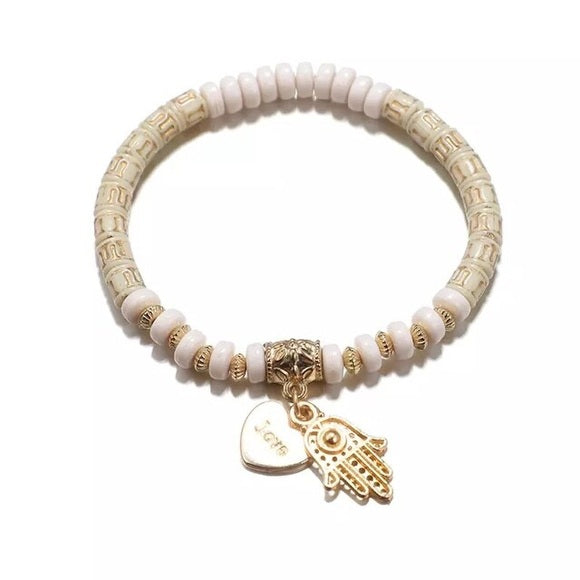 Multi Layer Heart Eye Adjustable Pendant Bracelet