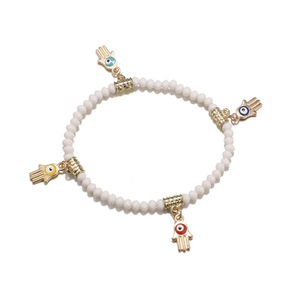 Multi Layer Heart Eye Adjustable Pendant Bracelet