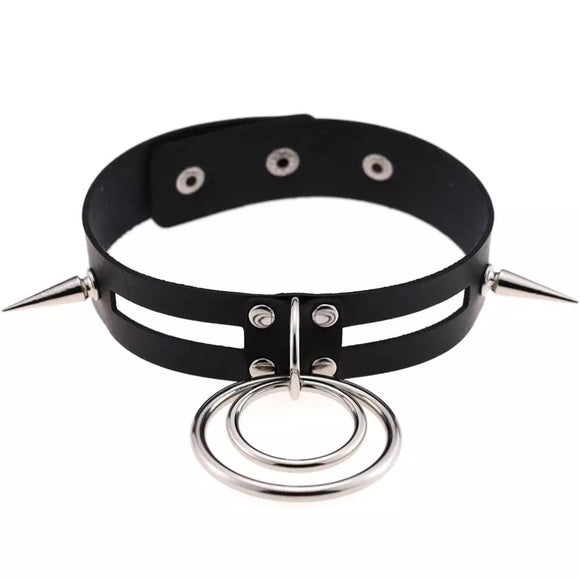 Women Black Collar Goth Pendant Choker Necklace