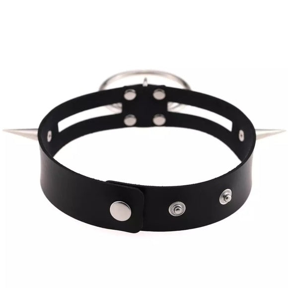 Women Black Collar Goth Pendant Choker Necklace