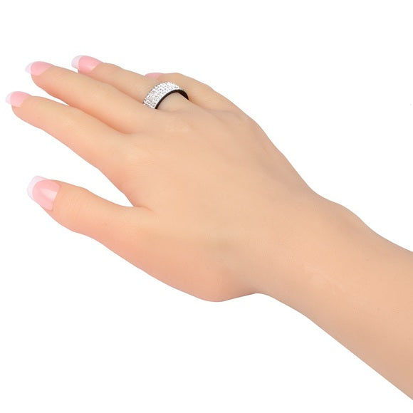 Unisex Stainless Steel Silver Rhinestone Ring