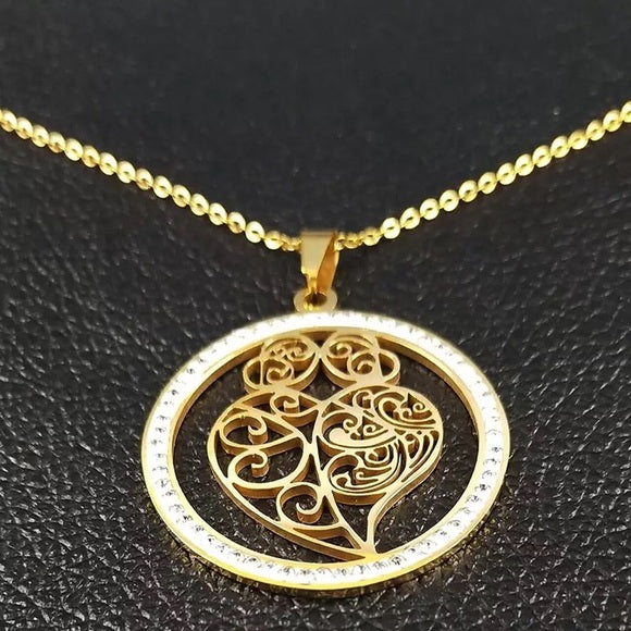 Women Fashion Heart Crystal Necklace