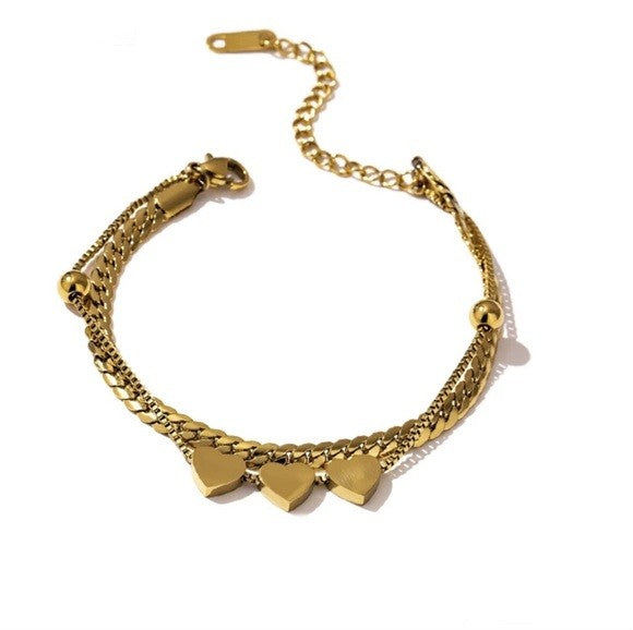 Women Charm Heart Round Pendant Bracelet