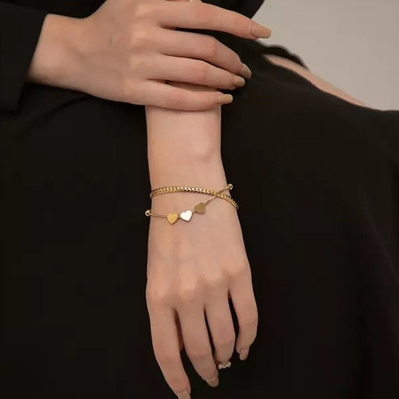 Women Charm Heart Round Pendant Bracelet