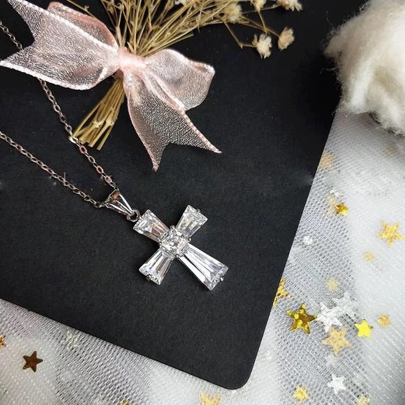 925 Sterling Silver Plated Cross Pendant Necklace