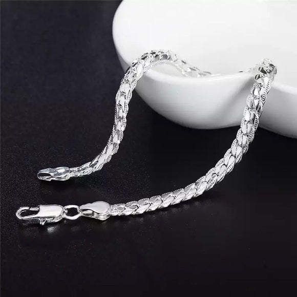 925 Silver Plated Unisex 5mm Snake Bracelet