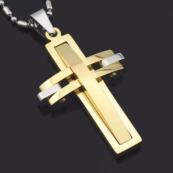 Unisex Stainless Steel Cross Pendant Necklace