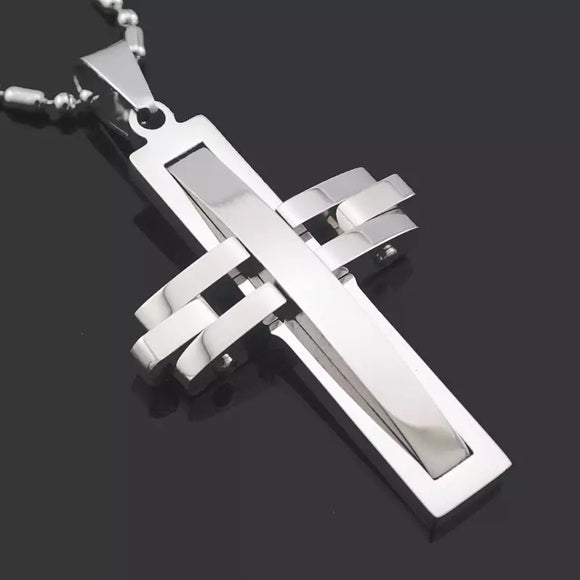 Unisex Stainless Steel Cross Pendant Necklace