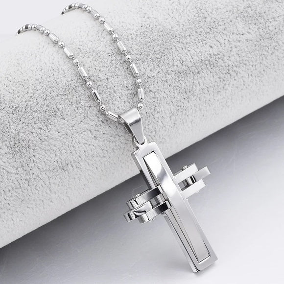 Unisex Stainless Steel Cross Pendant Necklace