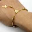 Stainless Steel Cross Pendant Bead Bracelet