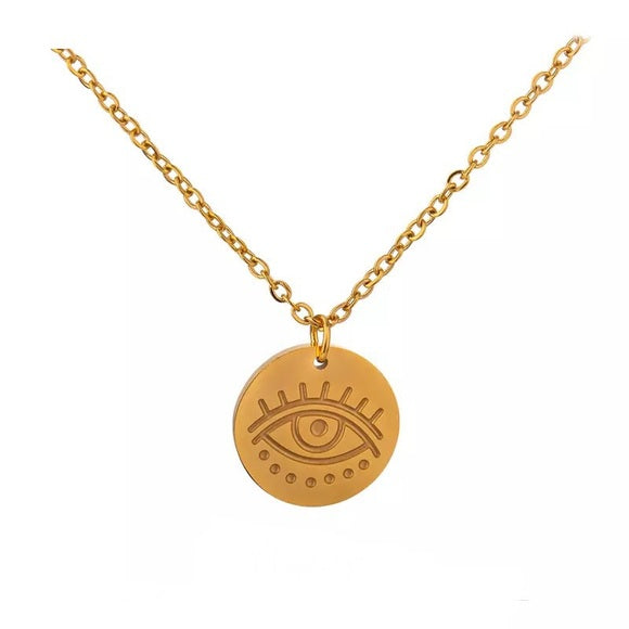 Stainless Steel Round Eye Pendant Necklace