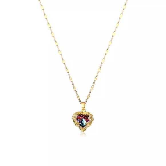 Luxury Stainless Steel Zircon Crystal Necklace