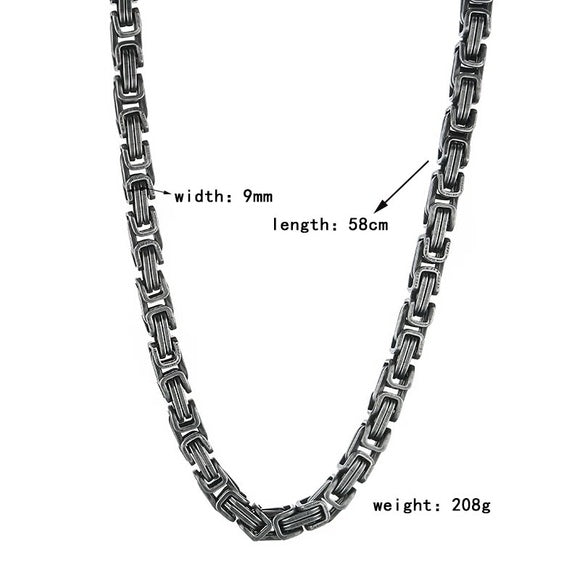 9mm Stainless Steel Vintage Necklace & Bracelet Set