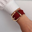 Punk Style Adjustable Wide Red PU Leather Bracelet