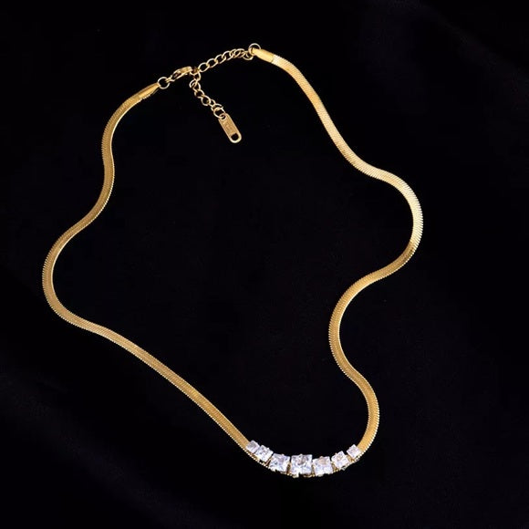 316L Stainless Steel Embedded Zircon Snake Necklace