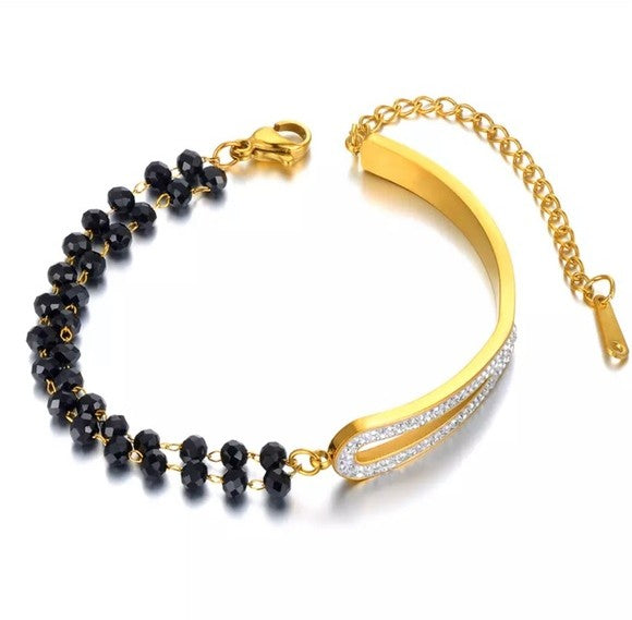 Women Stainless Steel Crystal Charm Bracelet