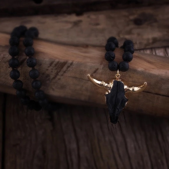 Unisex Fashion Bohemian Long Skull Pendant Necklace