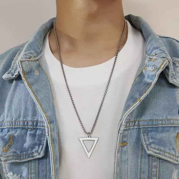 Stainless Steel Hollow Triangle Pendant Necklace