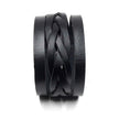 Men Black Leather Wide Bracelet