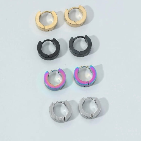 4 Pairs 4 Colors Stainless Steel Hoop Earring