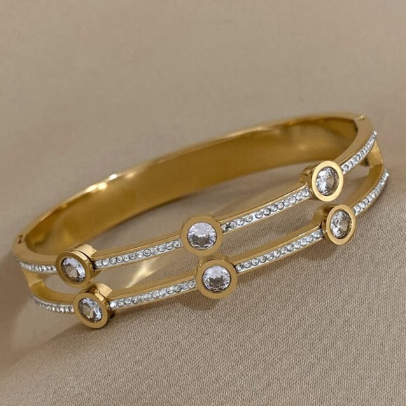 Luxury Stainless Steel Wide Bangle Bracelet For Women