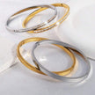 4Pcs/Set Stainless Steel Square Rhinestone Bangle Bracelet
