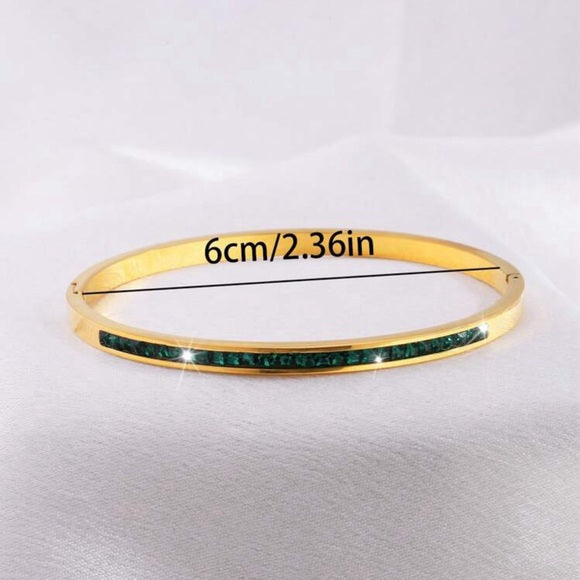 Women Stylish Design Stainless Steel Single Row Drill Bracelet