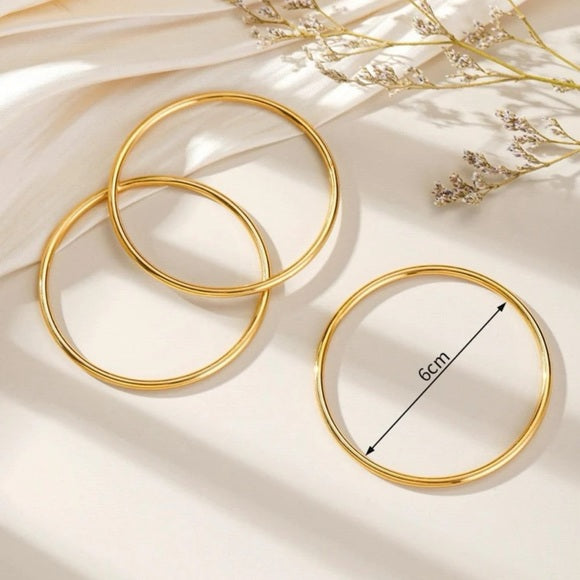 Women 3Pcs/Set Stainless Steel Solid Bangle Bracelet