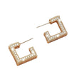 Women Stainless Steel Rhinestone Geometric Hoop Earrings