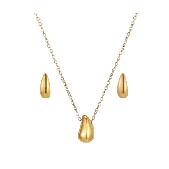 Women Stainless Steel Vintage Smooth Water Drop Set