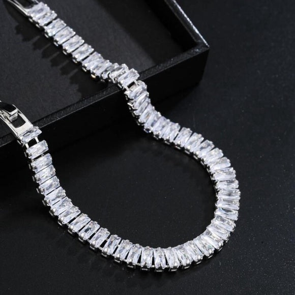 Women Silver Fashion Statement Cubic Shiny Bracelet