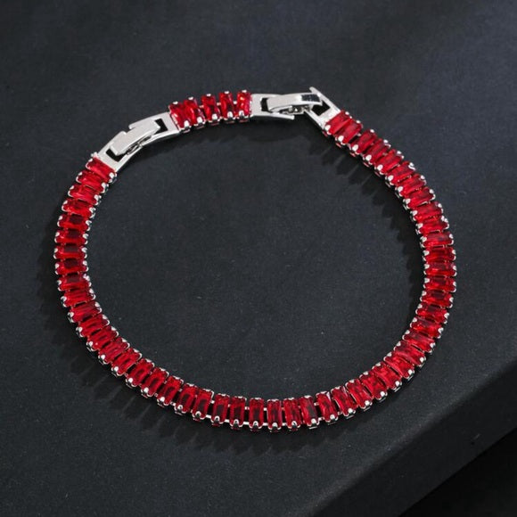 Women Red Fashion Statement Cubic Shiny Bracelet