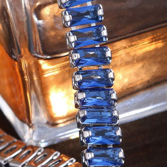 Women Royal Blue Fashion Statement Cubic Shiny Bracelet