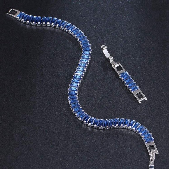 Women Royal Blue Fashion Statement Cubic Shiny Bracelet
