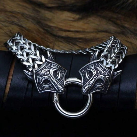 Men Stainless Steel Nordic Head Link Bracelet
