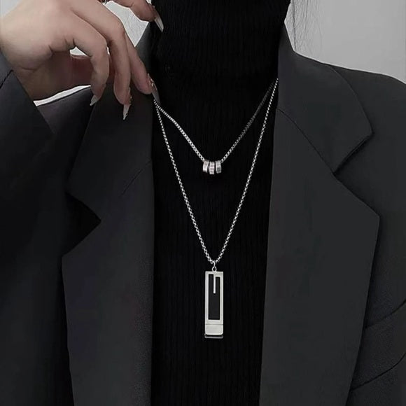 Double Layer Silver Stainless Steel High End Necklace