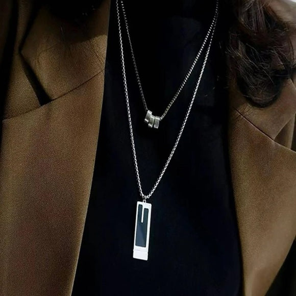 Double Layer Silver Stainless Steel High End Necklace