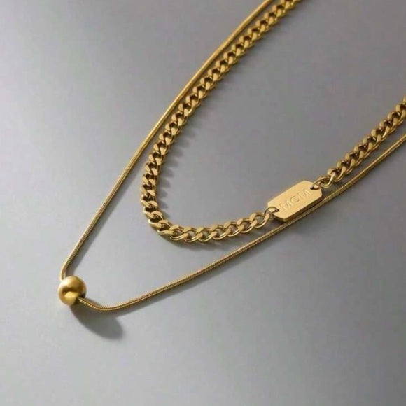 Women Stainless Steel Double Layer Necklace
