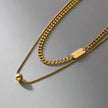Women Stainless Steel Double Layer Necklace