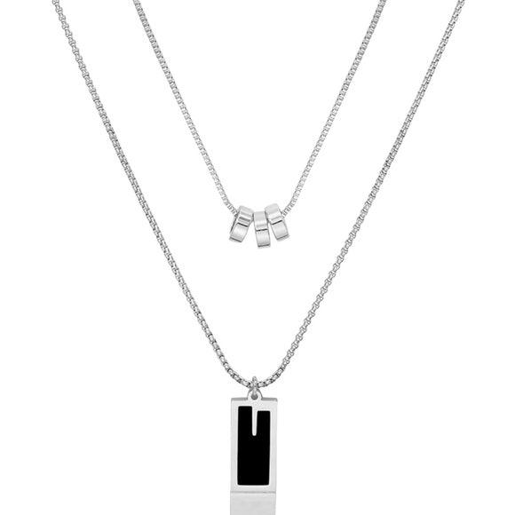Double Layer Silver Stainless Steel High End Necklace