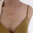 Women Gold Stainless Steel Bead Decor Necklace
