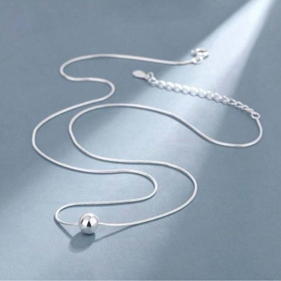 Women Silver Stainless Steel Bead Decor Necklace