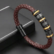 Men Braided Leather Stainless Steel Bracelet