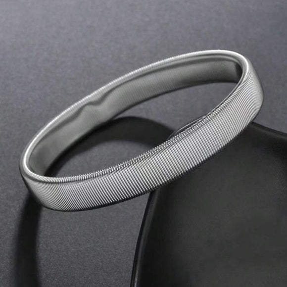 Men Stainless Steel Punk Style Elastic Metal Armband Bracelet