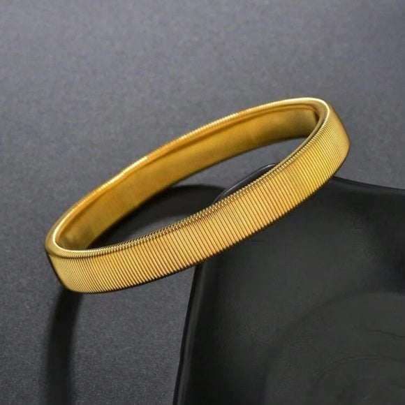 Men Stainless Steel Punk Style Elastic Metal Armband Bracelet
