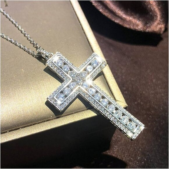 Unisex 925 Sterling Silver Plated Luxury Cross