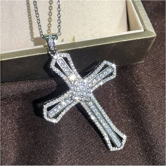 Unisex 925 Sterling Silver Plated Luxury Cross